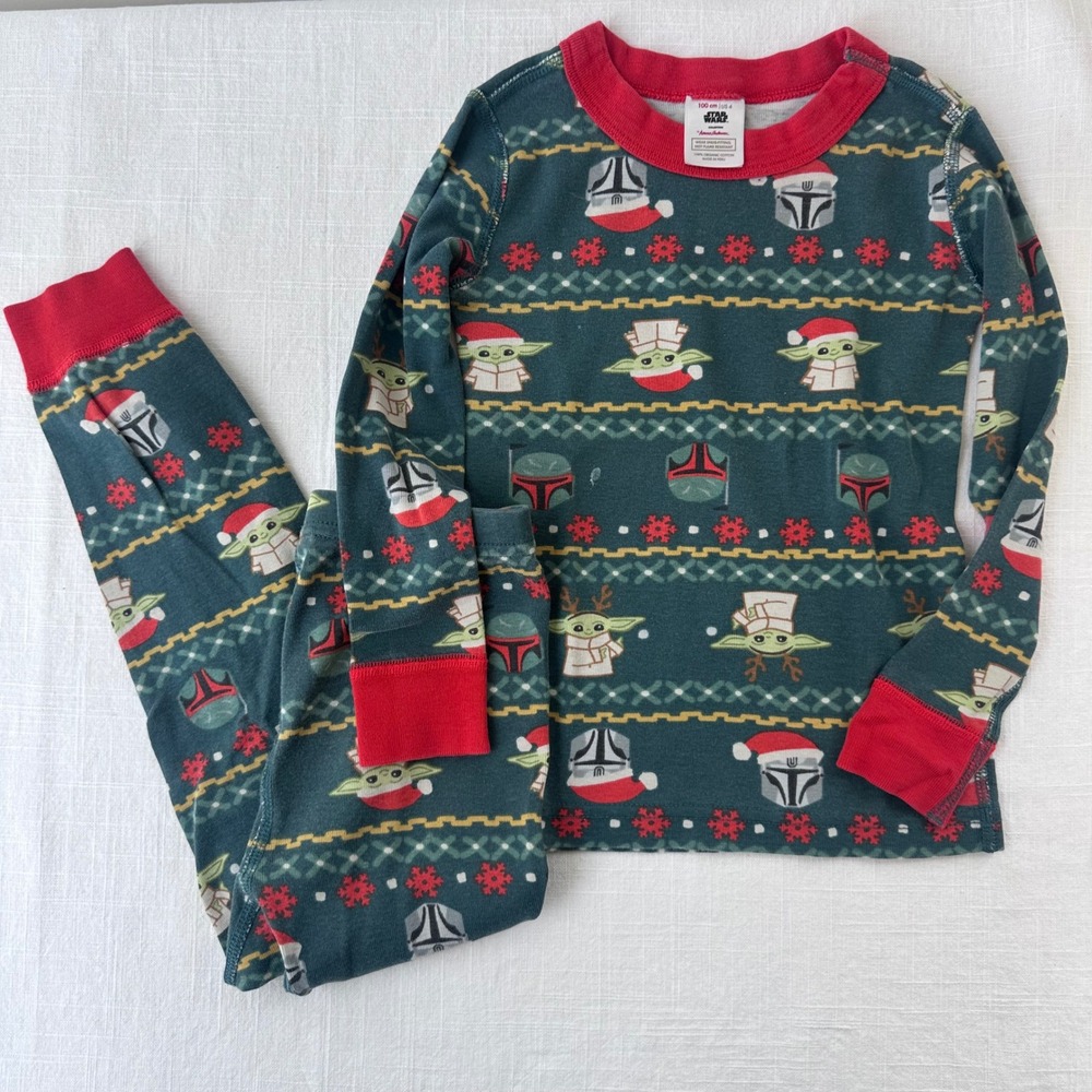 Hanna Andersson Star Wars Mandalorian Christmas Pajamas Kids 4 Grogu Baby‎ Yoda